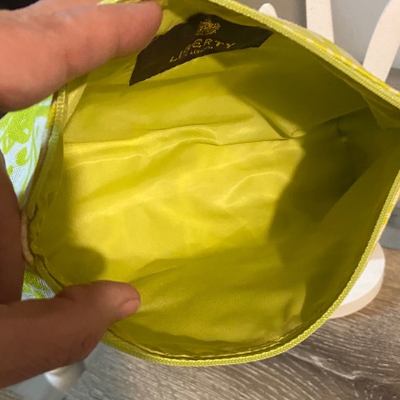 Liberty of London Lime Green White Floral Cosmetic Bag EUC 7.75x4.25x2.75 - Picture 5 of 6